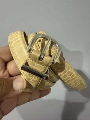 "Cinturón de cuero LRL Lauren Ralph Lauren tostado genuino cocodrilo en relieve talla M 36""" Foto 1 de 4