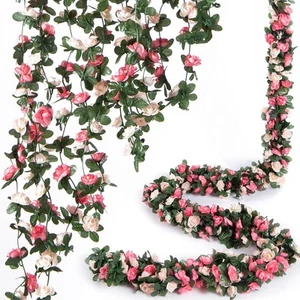 8 Pcs 66FT Flower Garland, Artificial Rose 8 Vines 66FT, Spring-pink-8pcs - Picture 1 of 9