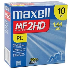 Disquette Maxell MF 2HD 10 PK haute densité 3,5" 1,44 Mo scellée en usine neuve boîte - Photo 1/3