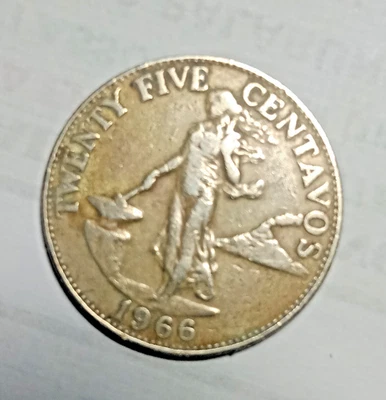PHILIPPINE TWENTY FIVE CENTAVOS 1966 LADY with anvil - Image 1 of 4