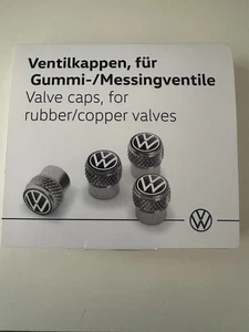 Genuine Volkswagen Valve Stem Cap Black On Silver 000-071-215-D *GTI*JETTA*TAOS - Picture 1 of 3
