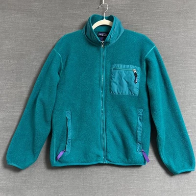 Vintage Patagonia Jacket M Teal Green Full Zip Synchilla Fleece 90s USA 25021 - Image 1 of 4