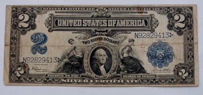1899 - Large Size $2 Silver Certificate "Mini Porthole" - Circulated - Image 1 of 2