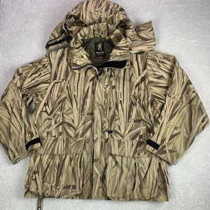 Vintage Browning Cattail Camo Hunting Jacket Mens Size XL Gore-Tex Nylon Outdoor - Foto 1 di 20