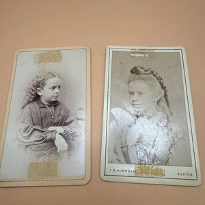 Lot Of 2 Cdv Photos Of Girls With Braided Or Long Hair - Picture 1 of 8