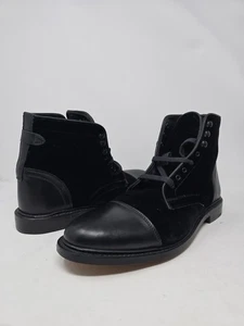 Allen Edmonds LANDON Leather Cap-Toe Boots 9.5 D Black Velvet Leather 6142 - Picture 1 of 7