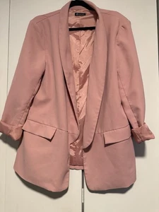 Pretty Garden 2XL Pink Blazer Jacket Open Front In Great Condition See Pics - Picture 1 of 7