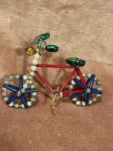 Christopher Radko Mercury Glass Beaded Bicycle Ornament 4”by 3” Box Not Original - Picture 1 of 9
