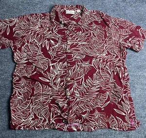 Caribbean Shirt Mens X-Large Red Rayon Camp Hawaiian Floral Tropical - Picture 1 of 7