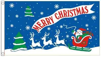 Merry Christmas Sleigh Polyester Flag - Choice of Sizes - Image 1 of 3