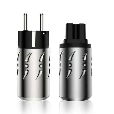 Pair Viborg Pure Copper Rhodium Plated EU Schuko Power Connector HiFi Power Plug - Image 1 of 4