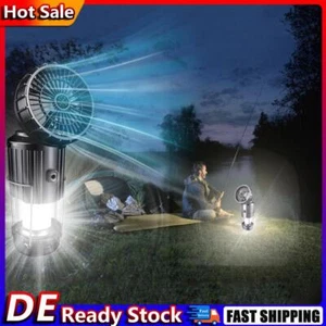 Solar-Camping-Laterne mit Ventilator wiederaufladbar über USB für Zelte Stromaus - Bild 1 von 9