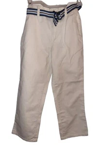 US Polo Assn. Boys Cotton Pants Off White Sz 7. 4 Pockets And Belt NWT - Picture 1 of 3
