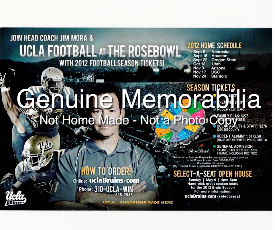 NCAA Genuine Memorabilia - UCLA Bruins Football 2012 Jim Mora Flyer Ad Home - Image 1 of 1