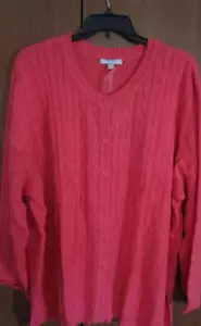 New Woman Within Coral Cardigan Sweater w Buttons Sz 5X 38 40 Bust 75 L 32 in - Picture 1 of 4