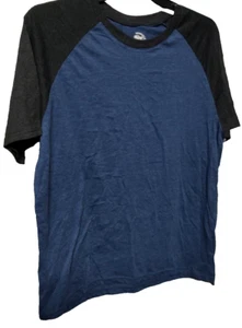 OT Revolution Men's T-Shirt Lightweight Color-block Blue Black size L #MS2 - Picture 1 of 3