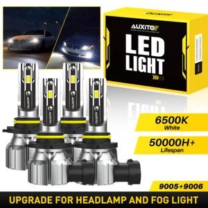 AUXITO 9005 + 9006 LED Headlight Kit Bulbs High Low Beam White 100000LM Combo 4 - Picture 1 of 9