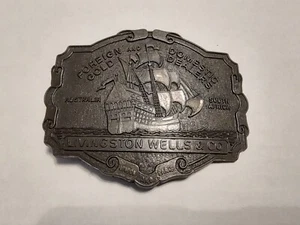 Vintage Livingston Wells & Co Gürtelschnalle ausländische und inländische Goldhändler - Bild 1 von 4