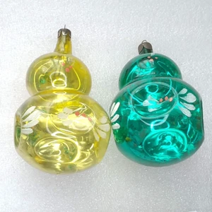 2 Antique Vintage USSR Glass Christmas Tree Ornaments Xmas Decorations - Picture 1 of 6
