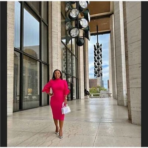 Sergio Hudson x Target Damen-Bleistiftkleid Hot Pink Ballonärmel Größe 1X neu mit Etikett - Bild 1 von 8