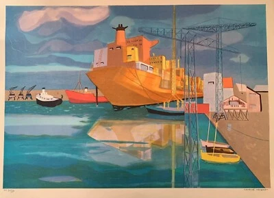 Litografía sobre papel firmada por Georges Lambert "Brest" edición limitada HC 34/50 Foto 1 de 4