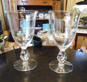 Set of 2 Imperial TWIST Crystal Water Goblets Mid Century Russel Wright MINT - Picture 1 of 4