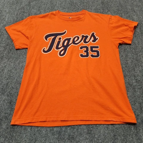 Detroit Tigers #35 Justin Verlander Shirt Mens Medium Orange MLB Short Sleeve Cover