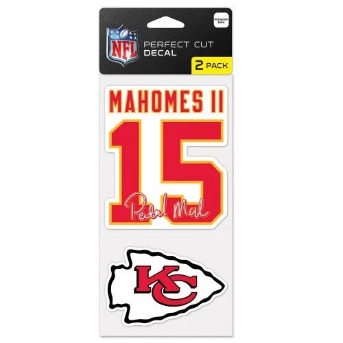 HOJA CALCOMANÍA PATRICK MAHOMES KANSAS CITY CHIEFS 4"X8" 2 PIEZAS CORTE PERFECTO  Foto 1 de 1