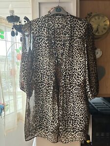 Ladies M&S Leopard Print Detailed Blouse/top Size 16