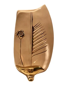 MID CENTURY ITALIEN HANDVERZIERT 24K GOLD PFIRSICH KERAMIK VASE GOLD VOGEL & BLUMEN - Bild 1 von 15