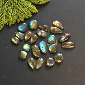 11Pair 100Cts Natural Labradorite Cabochon Gemstone Pair Lot 18x8-10x9mm #14851 - Picture 1 of 8