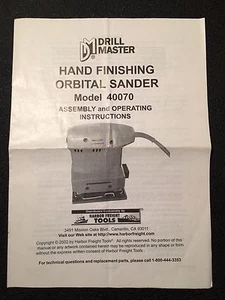 Drill Master Hand Finishing Orbital Sander Operating Instructions Manual 40070 - Picture 1 of 5