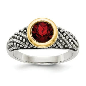 Sterling Silver w/ 14k Bezel Set Garnet Braided Ring Size 6 to 8 Shey Couture - Picture 1 of 6