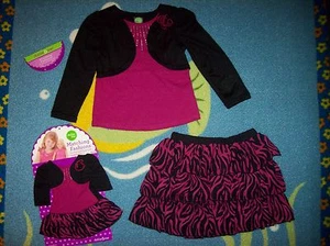 Dollie & Me Top Skirt 2pc Set + Doll Dress 4 Zebra Animal Print Shrug - Picture 1 of 6