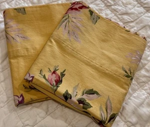 RALPH LAUREN Sophie Brooke Yellow FLORAL STANDARD Flowers PILLOWCASES 1 Pair - Picture 1 of 11