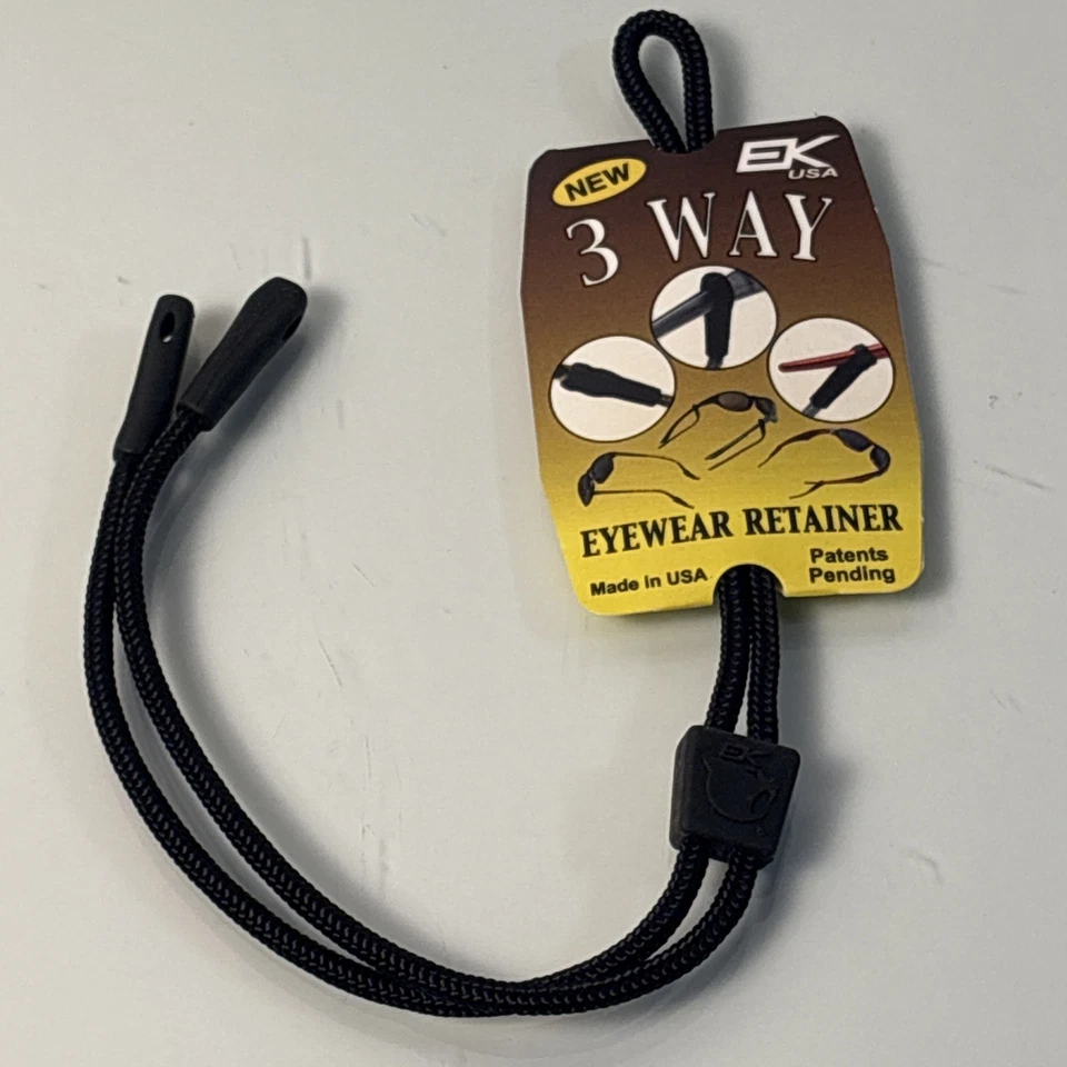 Correa ajustable negra retenedor de gafas de sol EK USA 3 vías hecha en EE. UU. Foto 1 de 4