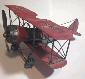 Vintage WWI German Biplane Model - 12" Long - Red German Biplane - Picture 1 of 10