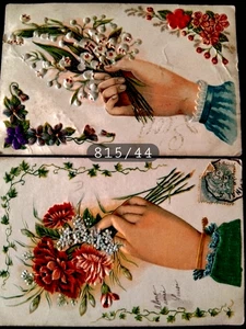 N°815/44   2 Cartes Postales Anciennes Gaufrées  Poignée de fleurs Ecrites - Imagen 1 de 2