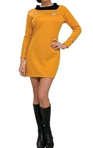 Star Trek Gold Kleid Deanna Troi weibliche Dienstuniform Cosplay Stretch Größe XL - Bild 1 von 1