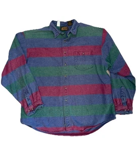 Vintage Eddie Bauer Mens Shirt Color Block Flannel Button Front Size 2X Tall USA - Picture 1 of 8