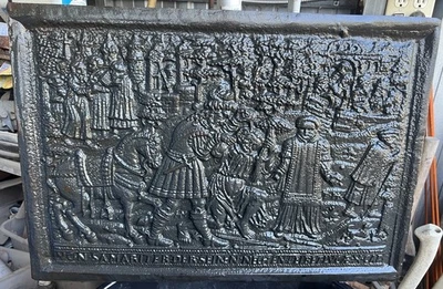 Ferro Fundido Nyborg Jern França TAMPA DE GRELHA DE LAREIRA Placa Traseira Ornamentada Vitoriana - Imagem 1 de 4