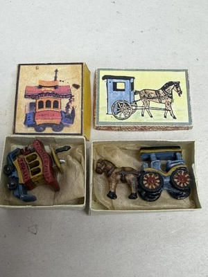 DOLLHOUSE MINIATURE TOY LOT WITH TOONERVILLE TROLLEY AND HORSE AND CART - Image 1 of 4