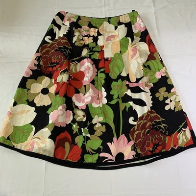 Talbots Mujer Seda Negra Floral Falda Forrada Talla 8 24.5” Largo Foto 1 de 4