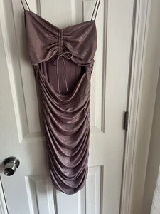 Superdown Mauve Sparkly bodycon short dress with ruched tie front - Picture 1 of 4