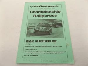 Programa Lydden Hill 1982 7/11/82 - Campeonato Rallycross Serie Invierno - Imagen 1 de 1