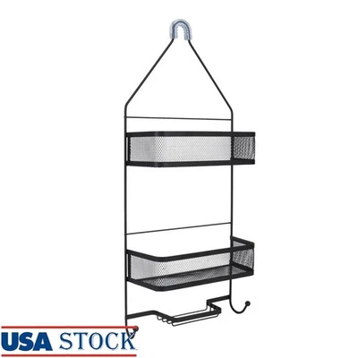 Deluxe Two Shelf Shower Caddy Rust Resistant Self Draining W/ Accessory Hooks US - Image 1 of 4