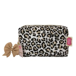 Bolsa de Maquillaje Estampado de Leopardo Acolchada Lazo Cosméticos Artículos de Aseo Bolsa de Viaje Bolsa de Lavado  - Imagen 1 de 2