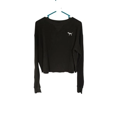 Top corto ROSA Victoria's Secret verde oliva manga larga logotipo de perro talla pequeña Foto 1 de 4