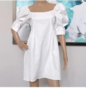 Vestido Zara Blanco Mini Manga Abullonada Talla M - Imagen 1 de 10