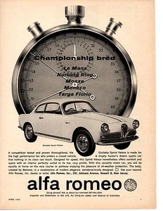 1962 ALFA ROMEO GIUIETTA SPRINT VELOCE ~ ORIGINAL PRINT AD - Picture 1 of 1